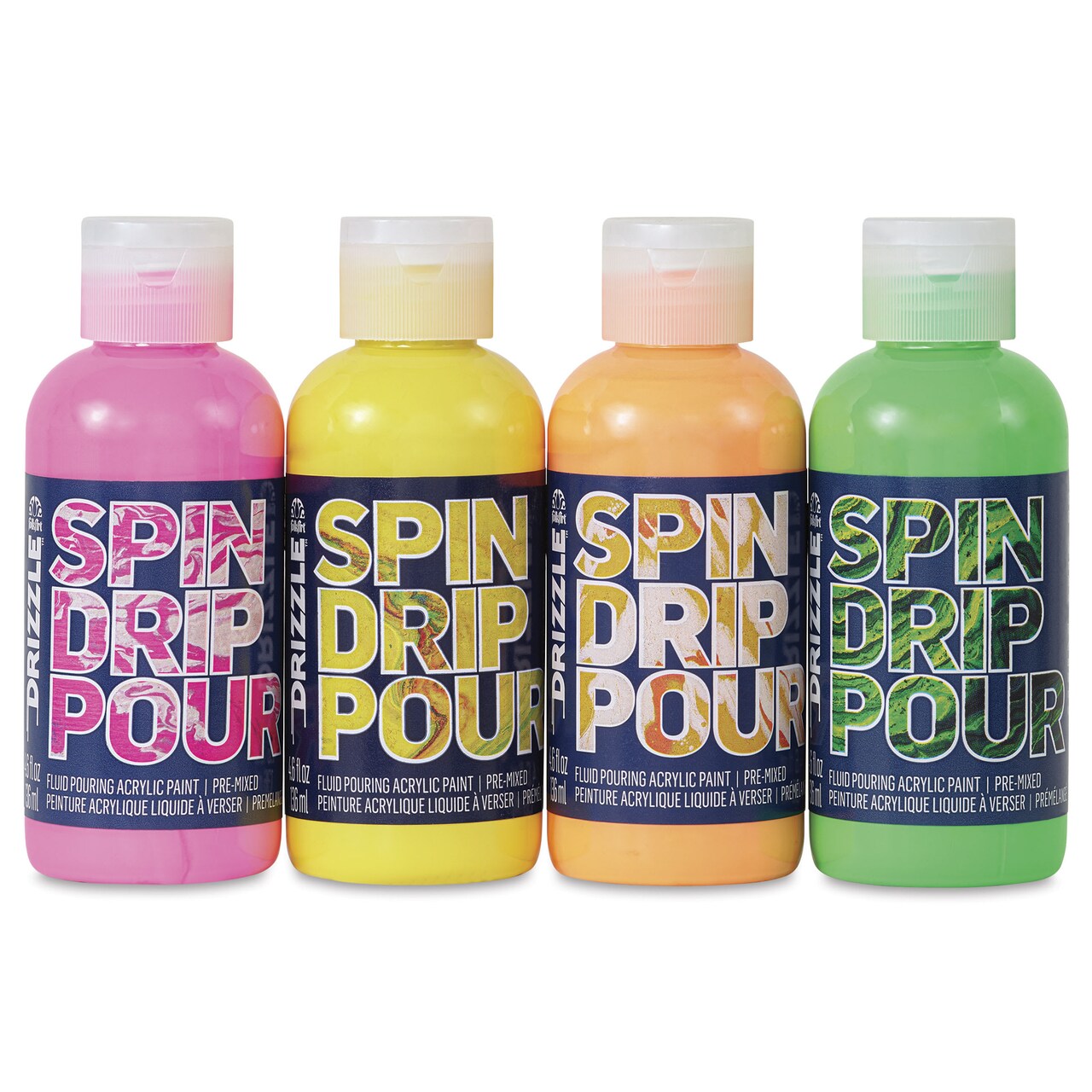 FolkArt Drizzle Acrylic Pouring Paints - Set of 4, Neon Colors, 136 ml